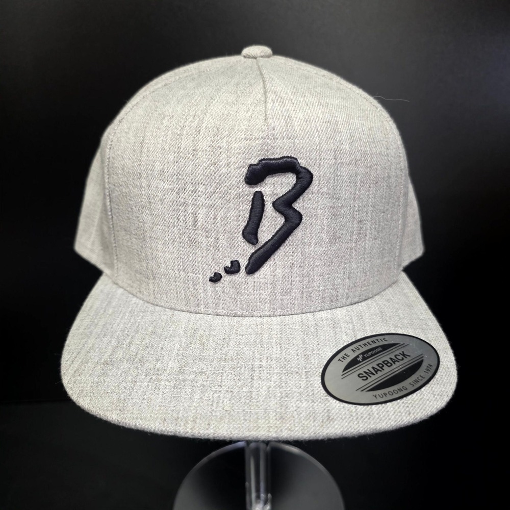 Yupoong Snapback Hat Mens OSFM Gray Embroidered B Logo Flat Brim Classics Cap